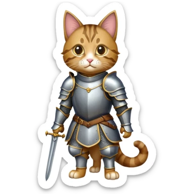 A cat in knight armor  sticker