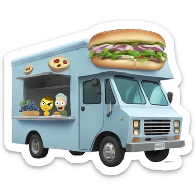 Rick and Morty’s Food truck selling blueberries sandwiches  sticker
