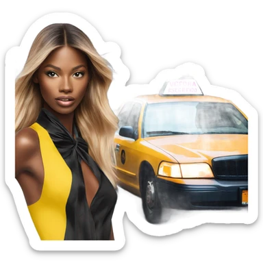 Photo of Victoria secret model posing by a taxi  sticker