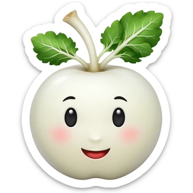 Make white radish apple emoji style sticker