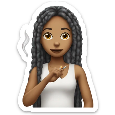 light skin black girl with hair like zoe kravitz holding a lit cigarette between index and middle fingers  sticker