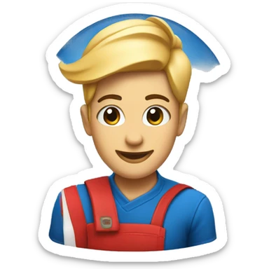 Barista wearing blue and a logo of rockets  sticker