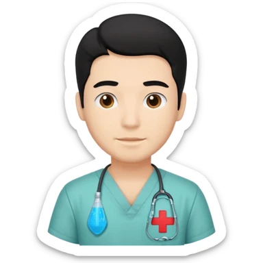 male with a scrubs and blanck hair sticker
