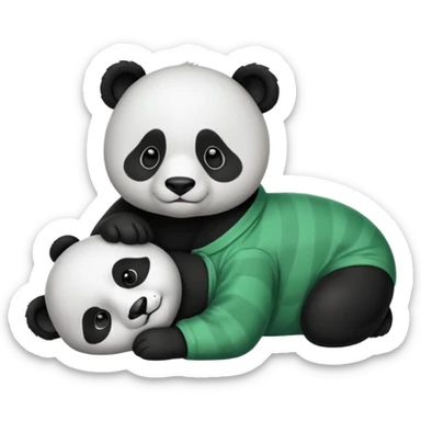 make a cute dark green panda with some pjs laying downmake a cute dark green panda  with some pjs laying down sticker