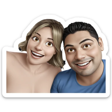 happy girl and boy sticker