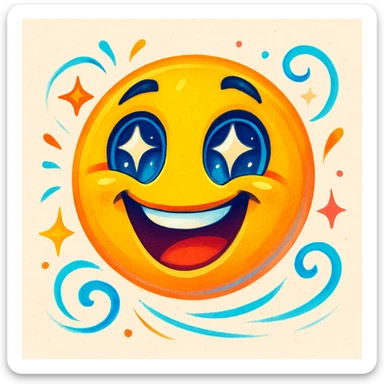 new emoji, expressive, fun, colorful and dynamic style sticker