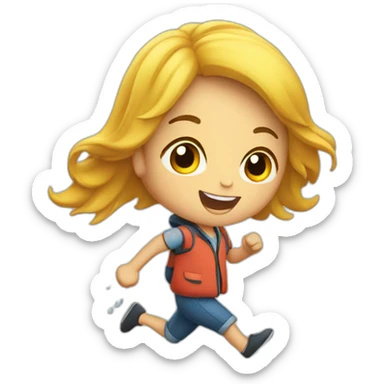 Small childen AT school running on rain sticker