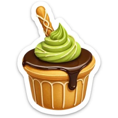 mini churros chocolate and matcha topping sauce sticker