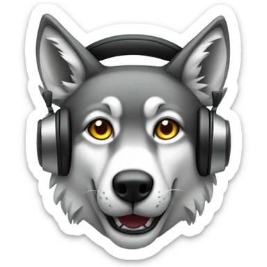 Wolf wearing headphones  sticker