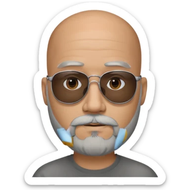 Bald male, black sunglasses, gray goatee beard, realistic portrait sticker
