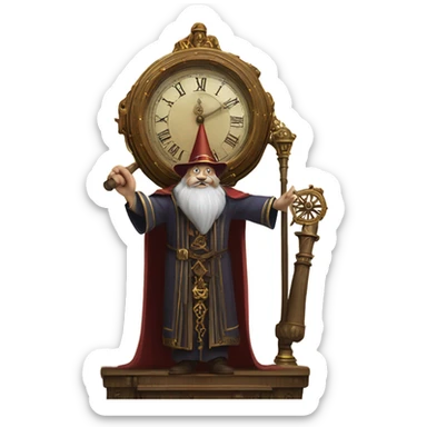 wizard destroy big clock with a mallet sticker
