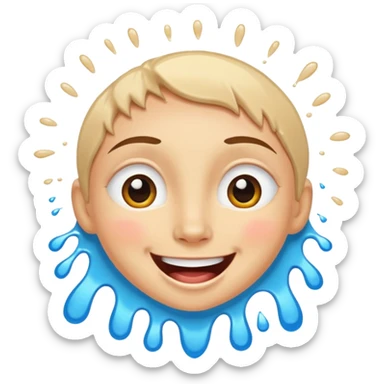 A joyful face with wide eyes and a big smile, tears of laughter flowing. The face radiates positive energy, surrounded by vibrant splashes in dynamic brush strokes. sticker