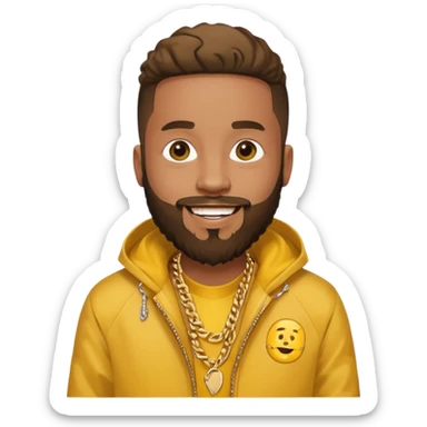 drake meme style rapper with beard yellow jacket smiling sticker