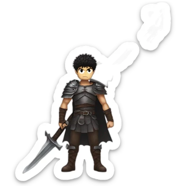 angry berserk guts carrying a huge sword on his shoulder sticker