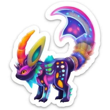 An exotic neon colorful unique bizarre eccentric Fakémon-creature (full body) sticker