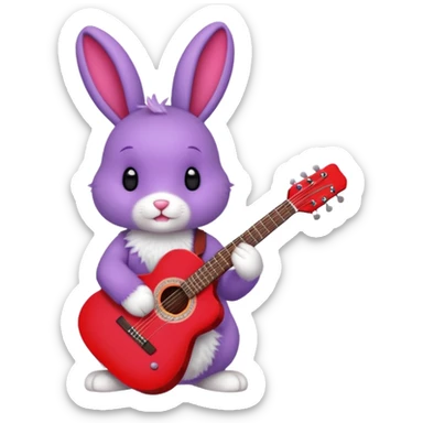 Bonnie the purple bunny holding a red guitar sticker