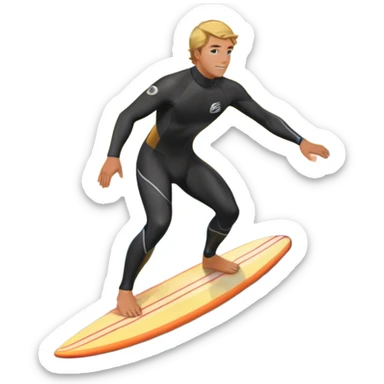 A surfer riding a large wave, skillfully balancing on their board as the ocean crashes around them. The scene captures the energy and excitement of surfing, with the sun setting in the background and the water sparkling under the light. sticker