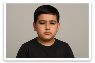 SHu odamning 10 11 yoshligini tasvirlab ber orqa fonda hech narsa bo'lmasin beligacha  sticker