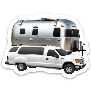 Airstream being towed by white truck sticker