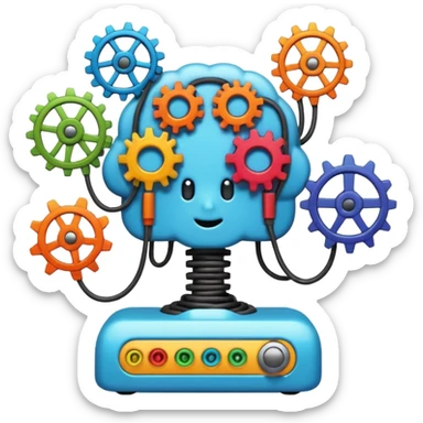 Generate an emoji whish shows Brain Factory Wonder Workshop. Which is in a nice cartoon style sticker