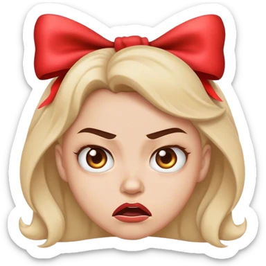 ￼mad face with a little bow ￼ sticker