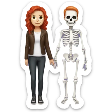 Redhead woman with skeleton boyfriend  sticker