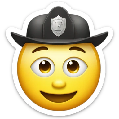 F letter with a firefighter hat sticker