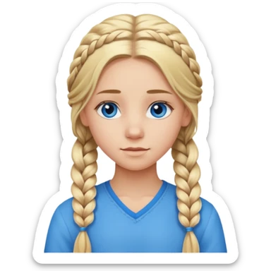 haired blonde teenage girl with braid sticker