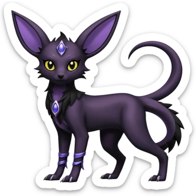 Shiny Dark Edgy Gothic Gloomy Futuristic Salandit-Umbreon-Espeon-Anubis-Hybrid (Full body) sticker