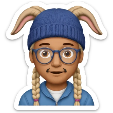 man with braids glasses beanie and goat beard sticker