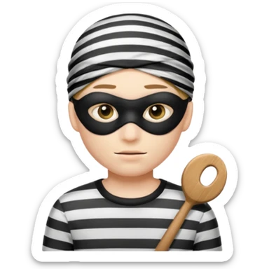 A theif robber emoji,Stripped shirt,eye mask. sticker