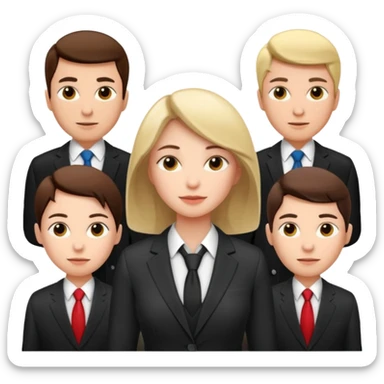 Business woman surrounded by business men sticker