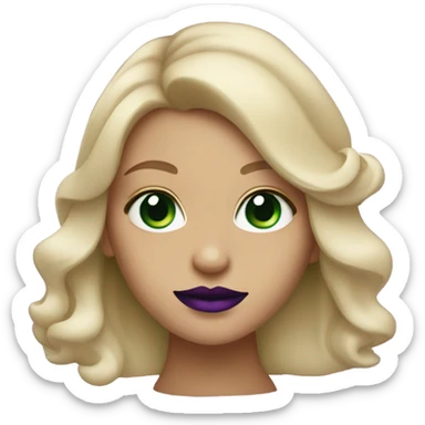 Ombré Blonde girl with Green eyes & purple lipstick sticker
