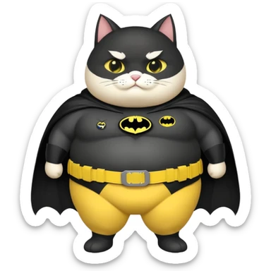 fat cat in batman suit  sticker