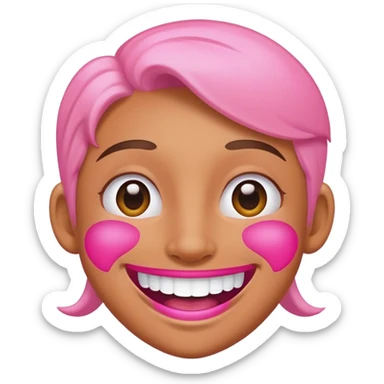 pink big smile sticker