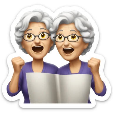 Two old ladies cheering sticker