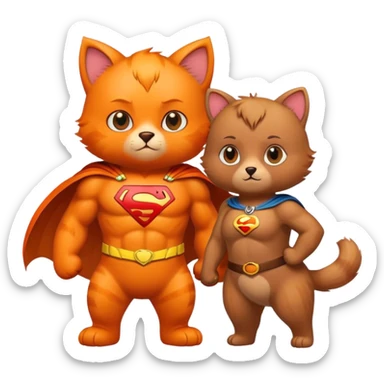 à super hero cat and his little bear girlfriend  sticker