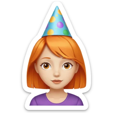 party hatted orange haired girl sticker