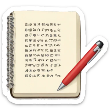 a pen with a notebook where the text is written sticker