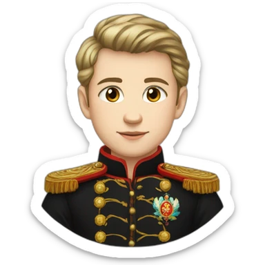 Young tsar of Russia in black cossack shirt sticker