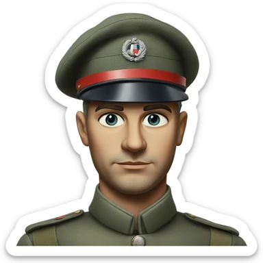 photorealistic serious french soldier 1960s sticker