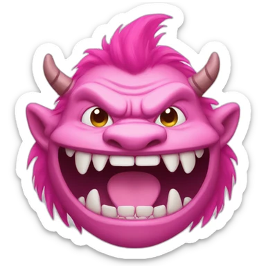 Pink troll big teeth sticker