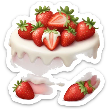 Light Pink strawberries and cream birthday cake  sticker