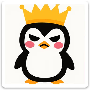 penguin with a crown in this style sticker