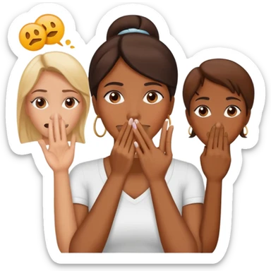 Oops gesture with hand covering mouth, then three female symbols in a row sticker