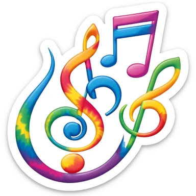 Tie-dye music notes  sticker