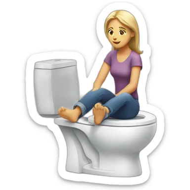 woman sitting on toilets sticker