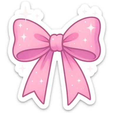 kpop pink ribbon bow with sparkles, cute and trendy sticker