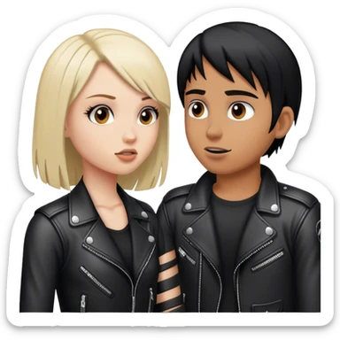 Girl biker talking to emo boy  sticker