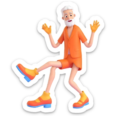 Discord role icon for a psychiatric clinic, 3D style, color #6fe8f3, bizarre patient character with exaggerated limbs, funny shoes, surreal comical expression sticker